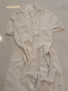 Cupshe White Sheer Cover Up Maxi Shirt Dress Size L